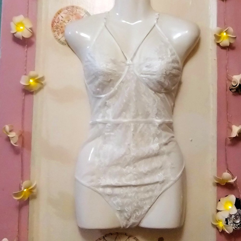Caged (XL) Mesh And Lace Teddy Lingerie Bodysuit - NWOT